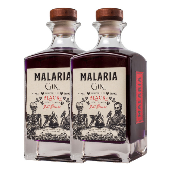 Gin Malaria Black Handcrafted Infused With Red Berries X 2u