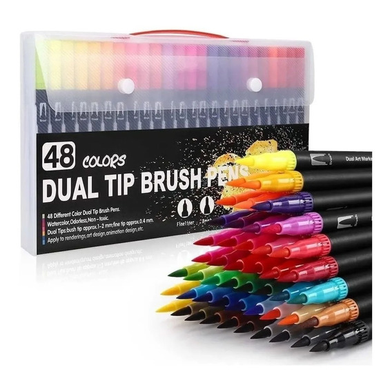 Plumones Punta Pincel Brush 48 Colores Marcadores Lettering