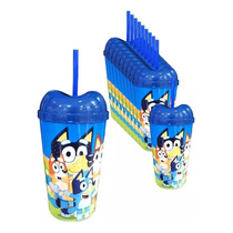 Vaso Pitillo Bluey X12 Sorpresa Piñata Regalo Fiesta Decorar