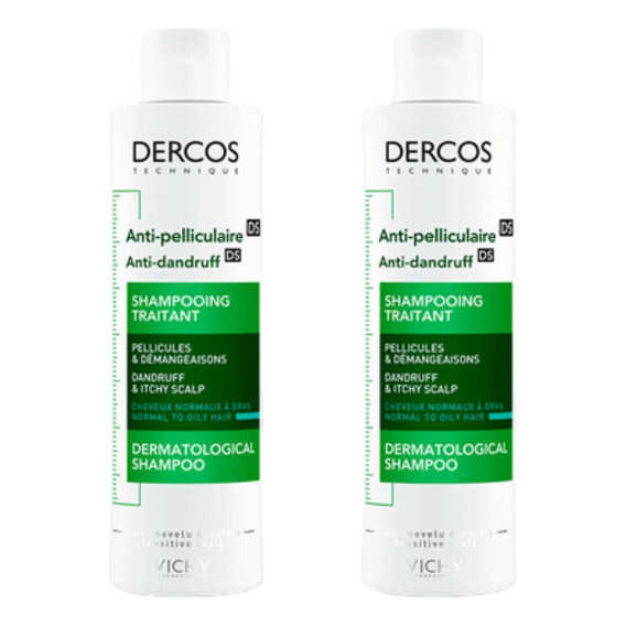 Combo Vichy Dercos Shampoo Anticaspa Anti Graso X 2 Unidades