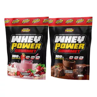 Kit 2 Whey Power Gourmet Protein Morango + Chocolate Refil