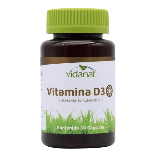 Vitamina D3 Vidanat 30 Cápsulas Suplemento Alimenticio Sabor Sin Sabor