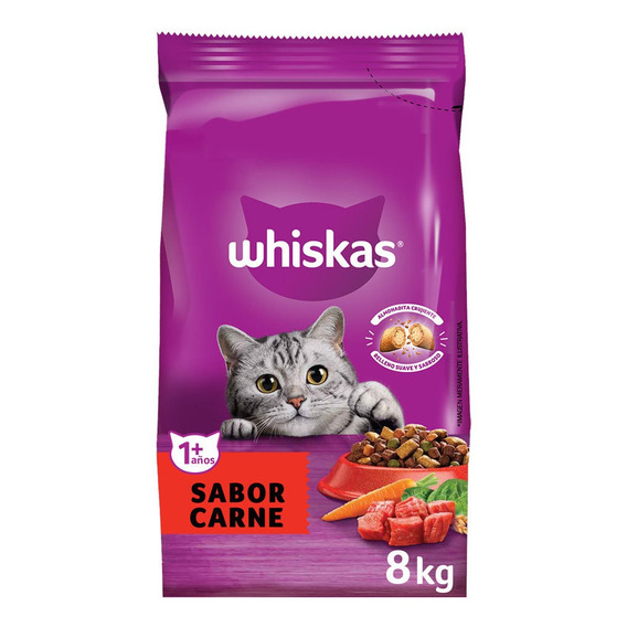 Whiskas Alimento Seco Para Gato Adulto Sabor Carne 8kg