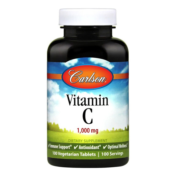 Carlson Labs Vitamina C 1000mg 100 Tabletas Vegetarianas Sabor Sin Sabor