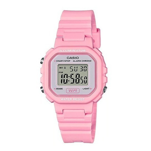 Reloj Casio Retro Vintage  La-20wh-4a1 Agente Oficial Caba Color De La Malla Rosa Color Del Bisel Rosa Color Del Fondo Gris