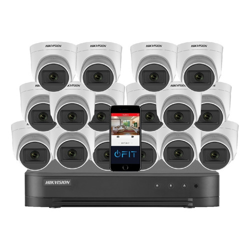 Kit Seguridad Hikvision Dvr 16 Canales 1080p Lite + 16 Domo Color Blanco