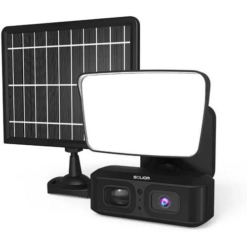 Camara Wifi Solar Panel Exterior Hd1080p Pir Con Reflector Color Negra