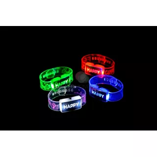 Pulseras Led Brazalete Happy Silicona Cotillon Luminoso X 25