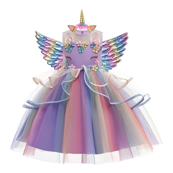 Disfraz Vestido Unicornio Arcoíris Lila