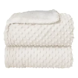 Cobertor Donna Bebê Plush Com Sherpa Dots Branco