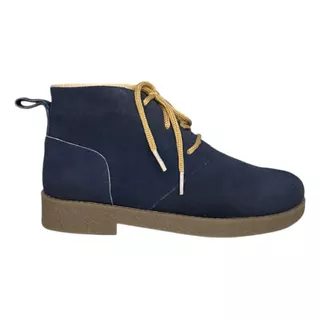 Borcego Bota Mujer Cuero Gamuzado Begonia Azul Sposami 