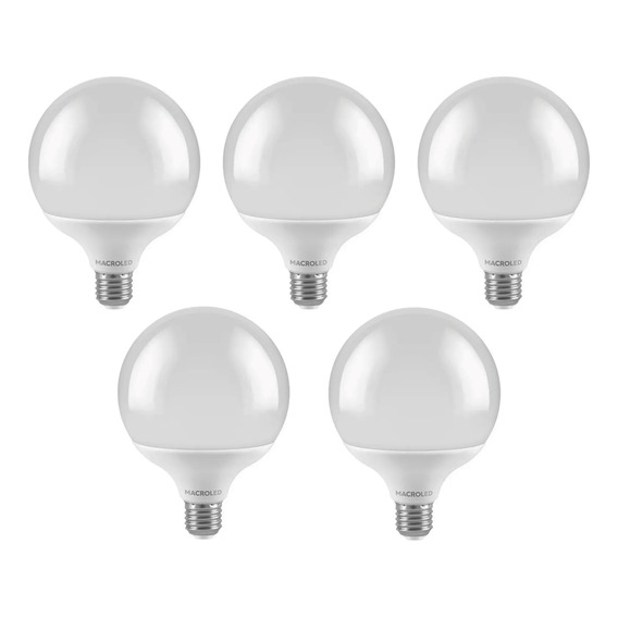 Set X5 Lamparas Globo Led Macroled 18w E27 G120 6000k Fría