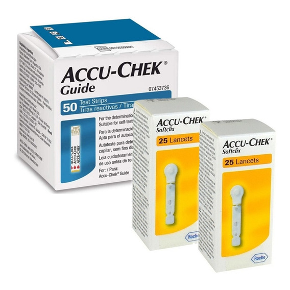 Kit De 50 Tiras Reactivas Accu-chek Guide Con 50 Lancetas