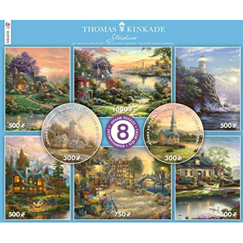 Ceaco Thomas Kinkade Paquete Múltiple 8 En 1 (2) Redondos