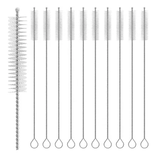 30 Pzs Cepillo Limpia Popote Acero Inoxidable 22cm Pipas Color Plateado