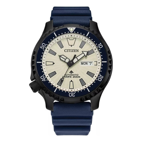 Citizen Promaster Dive Automatic Fugu Ny0137-09a .. Dcmstore Color de la correa Azul Color del bisel Negro Color del fondo Crema