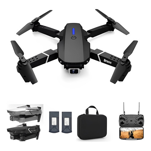 Mini Drone Plegable Wifi Doble Camara Doble Bateria Estuche Color Negro