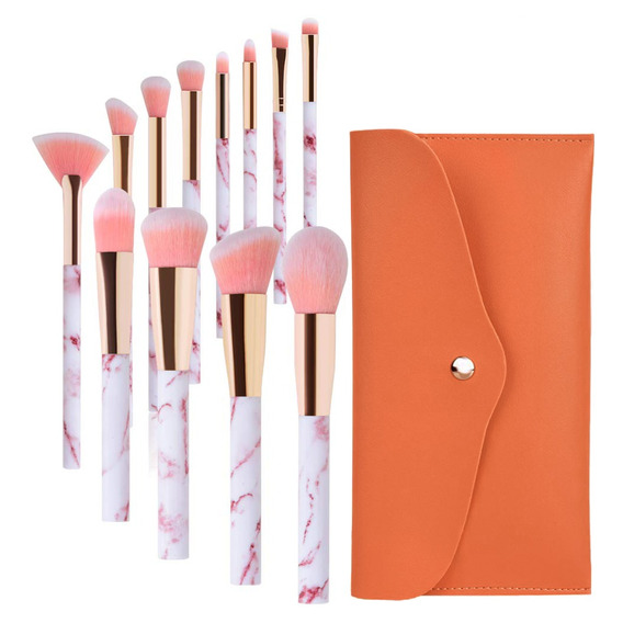 Set De 10 Brochas De Maquillaje Con Estuche Fibra De Nylon ®