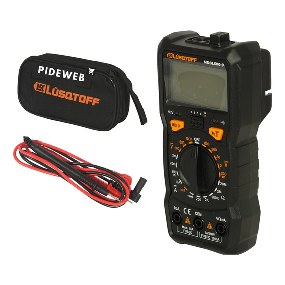 Multimetro Tester Digital 600v Lq Black + Cable + Estuche