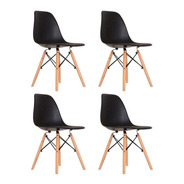 Cadeira De Jantar Empório Tiffany Eames, Estrutura De Cor  Preto, 4 Unidades