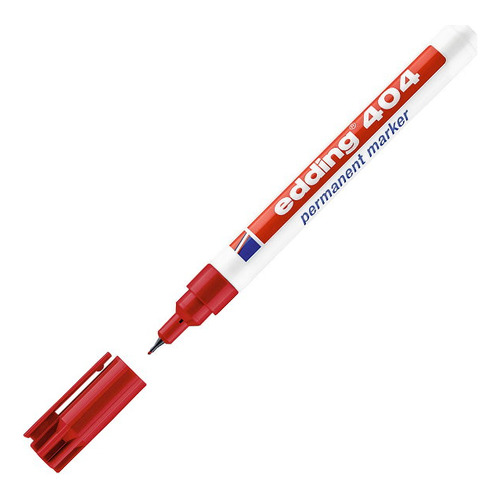 Marcador Edding 404 Tinta Permanente Recargable Ultra Fino Color Rojo