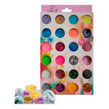 Kit Glitter Extra Fino Encapsulado Para Unhas 24 Cores