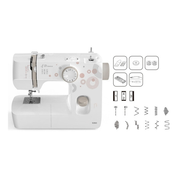 Máquina de coser recta Telefunken TLFECO 590 portable blanca