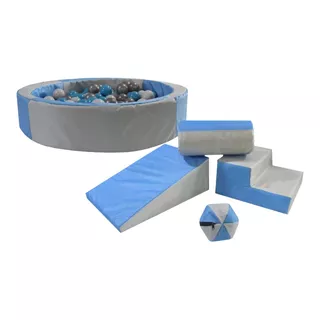 Alberca D Pelotas + Kit Estimulación Temprana Azul Perla 