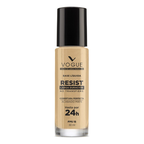 Base de maquillaje líquida Vogue Resist Resist Larga duración Base líquida Resist tono avellana - 30mL 30g
