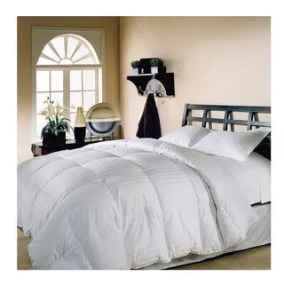 Acolchado Haussman Ecodown 1 Plaza Diseño Rayado Color Blanco De 160cm X 250cm