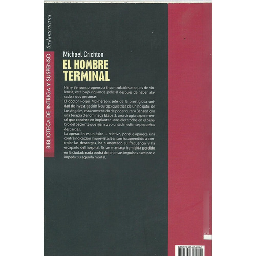 El Hombre Terminal, Michael Crichton. Ed. Sudamericana