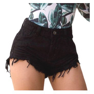 Shorts Jeans Hot Pants Feminino Cintura Alta Desfiado St006