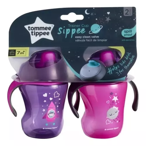 2 Vasos Tommee Tippee Entrenador Cups Sippe 8oz +7m + Color Violeta/rosa