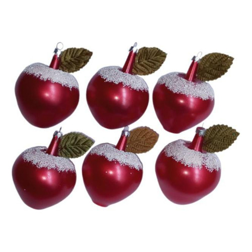 Esferas Navideñas Decoración Vidrio Forma Manzana 18pzas Color Rojo