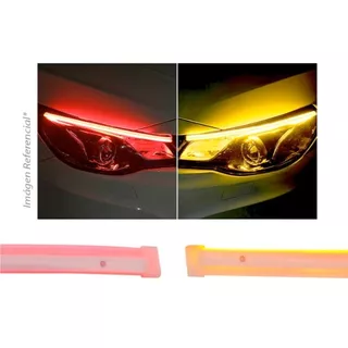 Tiras Led 60cm Para Auto  Color Rojo /ambar