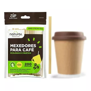 Palito Descartável Mexedor De Bebida / Café / Drinks - Bambu