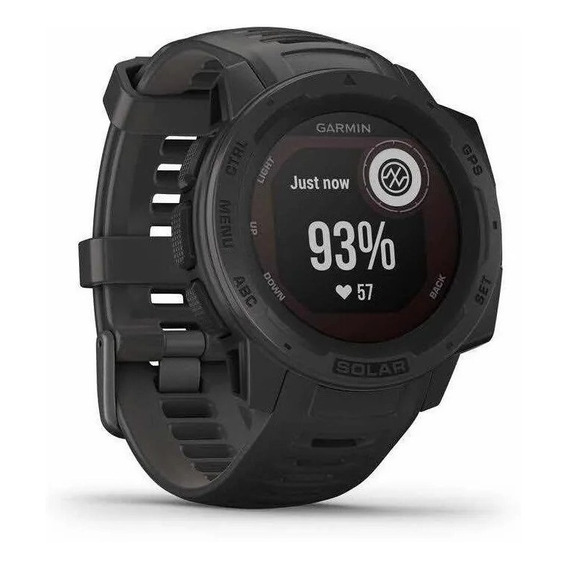 Smartwatch Garmin Solar Instinct Standard 0.9" caja 45mm de  polímero reforzado con fibra  graphite, malla  graphite de  silicona y bisel  graphite de  polímero reforzado con fibra