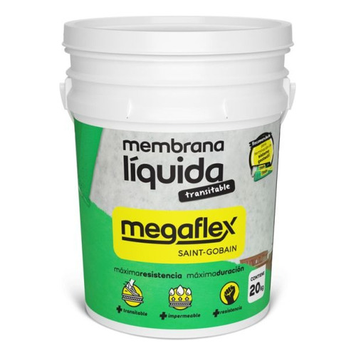 Membrana Liquida Para Techo Megaflex X 10lts. Acabado Mate Color Blanco