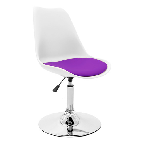 Silla Tulip Eames Para Escritorio Con Base Fija Newmo Blanca De Asiento Violeta