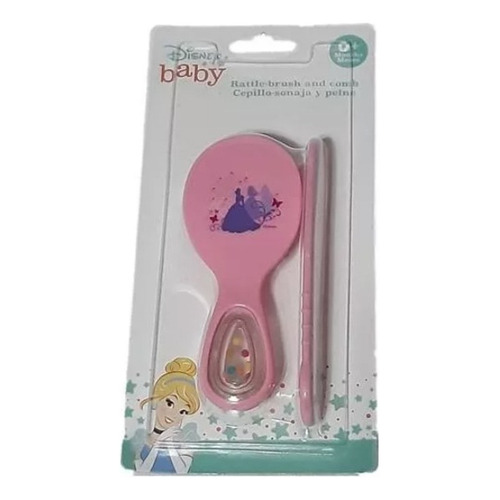 Cepillo Y Peine Con Sonaja Para Bebés Disney Baby Princesas Color Rosa