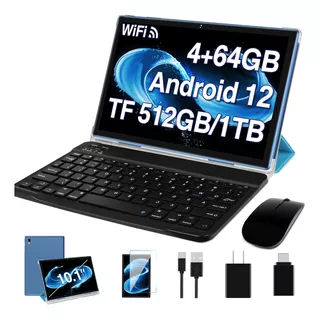 Tablet 10.1'' Android Wifi 8 Core Teclado 4+64gb Rom Azul