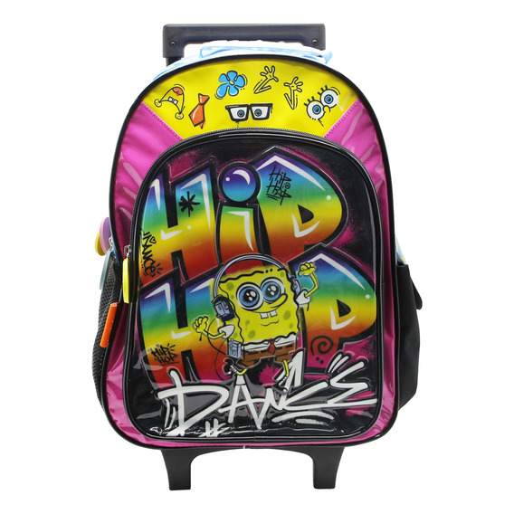 Mochila Escolar Cresko Bob Esponja Hip Hop 16p Rueditas