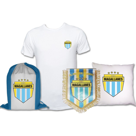 Pack Polera De Magallanes + Cojín, Morral Y Banderín