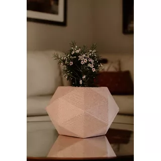 Vaso De Planta Polietileno Decorativo Esfera Diamante 3d M Cor Rose