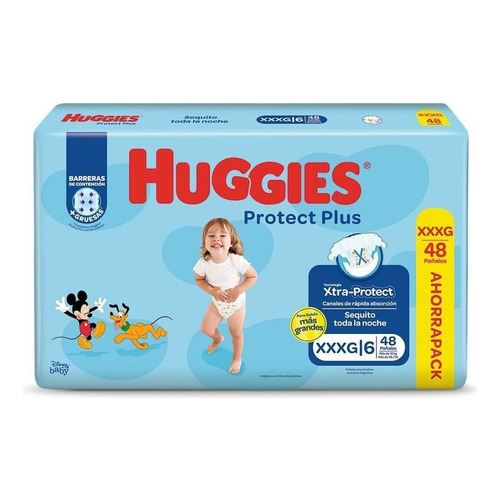 Huggies Protect Plus Xxxg X48. Para +18 Kilos Tamaño Xxxg