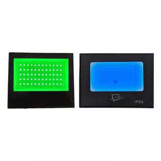 Kit 2 Refletor 100w Azul E Verde Led Holofote Jardim Piscina