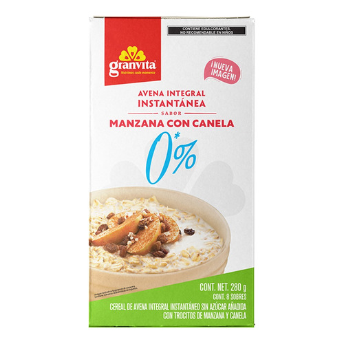 3 Pzs Granvita Avena Instantanea Manzana 0% Azucar 280gr