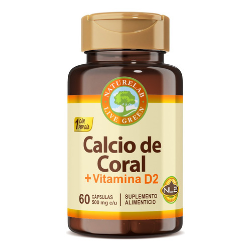 Calcio De Coral + Vitamina D2 - 60 Cápsulas - Naturelab Sabor Sin sabor
