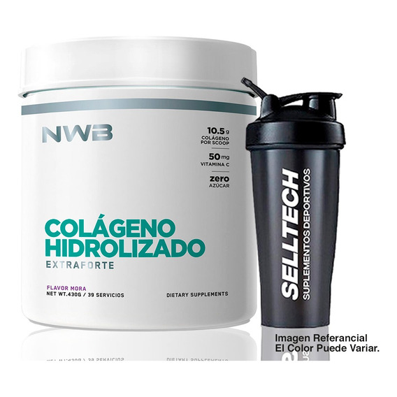 Colágeno Hidrolizado Nwb 430gr Mora + Shaker