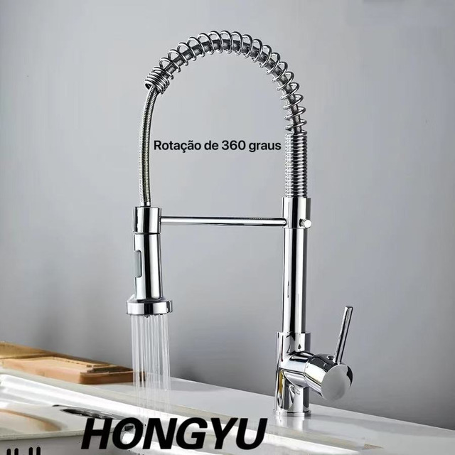 Torneira Monocomando Hongyu Aço Inoxidável Cozinha